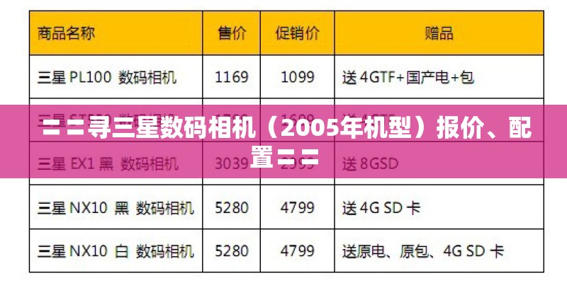 〓〓寻三星数码相机（2005年机型）报价、配置〓〓